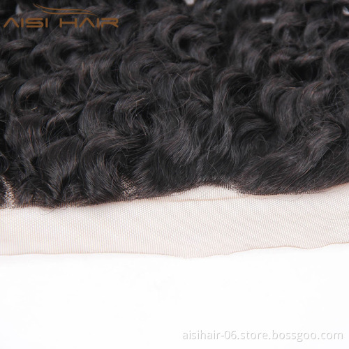 Afro Kinky Curly 13*4 Human Hair Lace Frontal 100% Peruvian  Human Hair